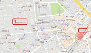 最寄り駅の相模大塚駅から相模女子大学小学部へのアクセス（google map）画像