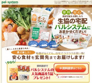 パルシステムのホームページと資料請求するための開始ボタンの画像キャプチャ