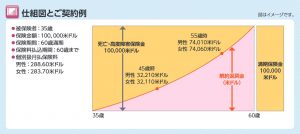 ソニー生命の米ドル建て養老保険の返戻率（公式パンフレットのモデルケース）