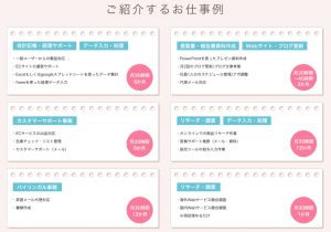 ビズアシスタントオンラインの仕事の一例