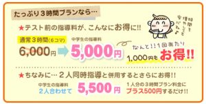家庭教師のあすなろ たっぷり3時間プランの具体的な料金