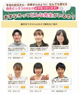 家庭教師のあすなろにおける藤沢市の講師紹介