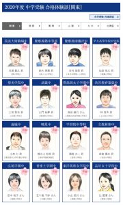 名門会における中学受験の合格実績 2020年度