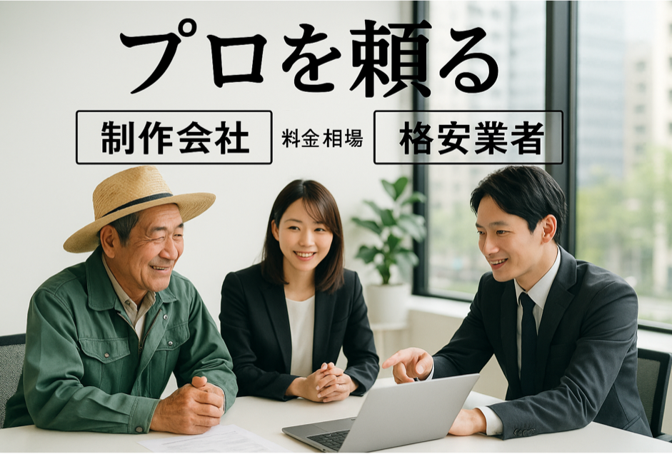 プロに頼る農家ホームページ制作会社と格安業者の特徴・料金相場を表現した図解イラスト