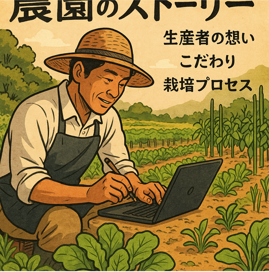 農園のストーリー・日々の農作業発信(生産者の想い・こだわり・栽培プロセス)を表現した図解イラスト