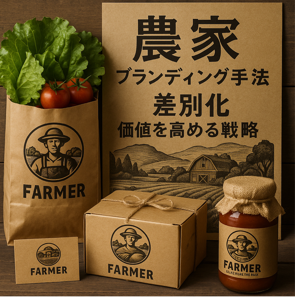 農家のブランディング方法と差別化で価値を高める戦略を表現した図解イラスト
