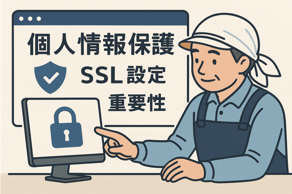個人情報保護・SSL設定の重要性を表現した図解イラスト