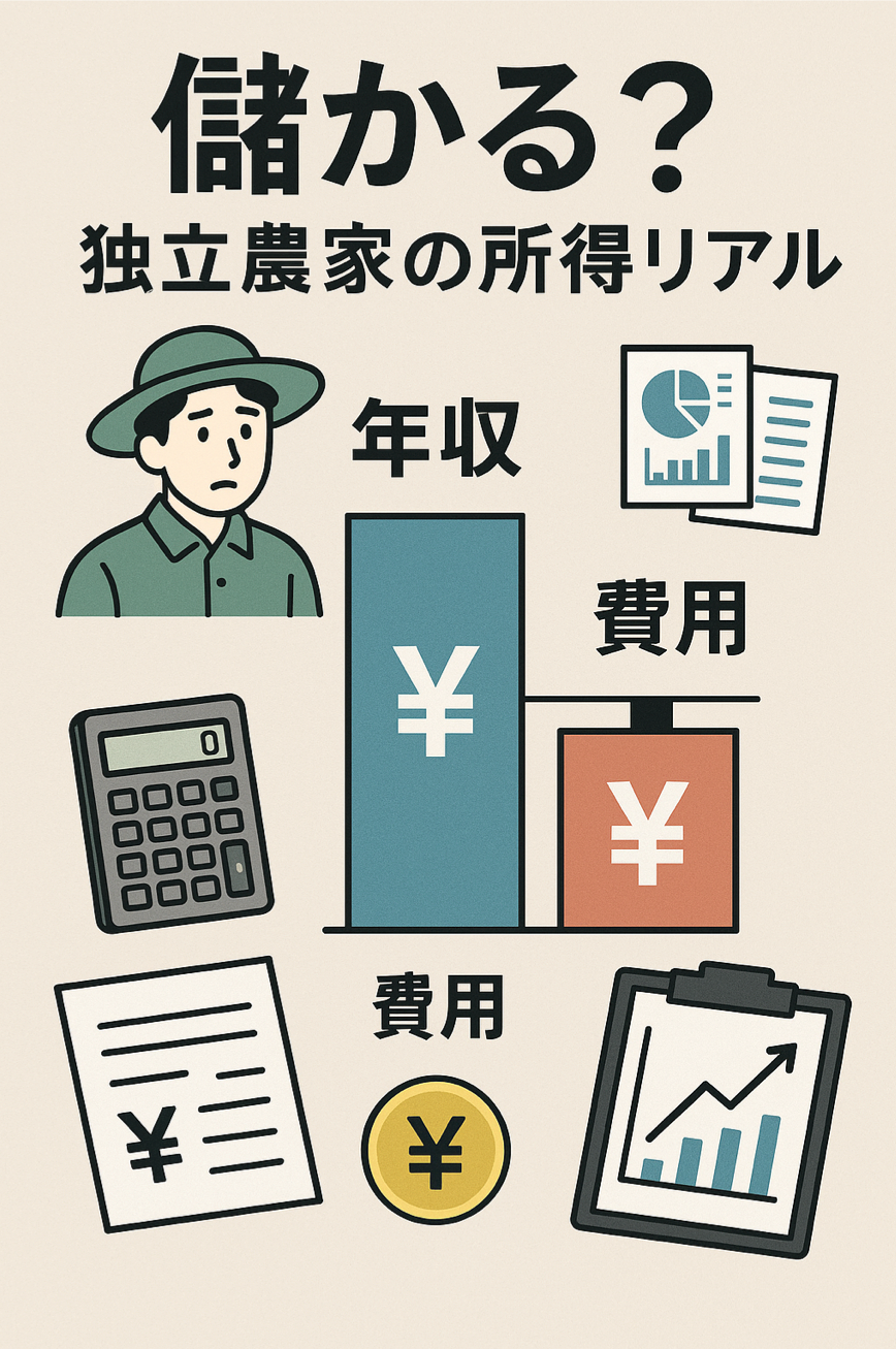 独立農家の年収・所得と収益性の実態を分析した図解イラスト