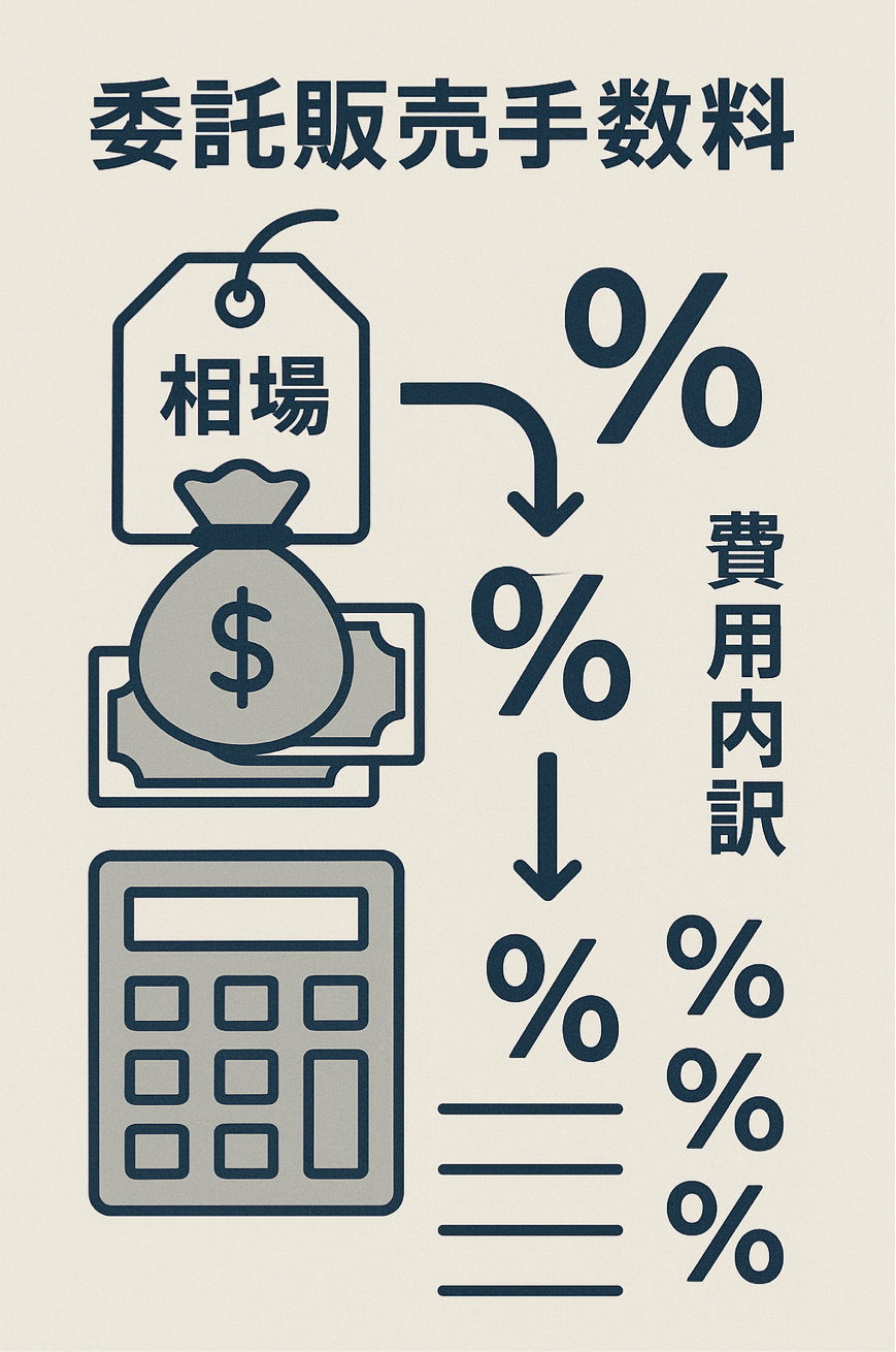 委託販売手数料の相場と費用内訳を詳しく分析した図解イラスト