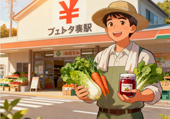 新鮮な農産物を持って道の駅での成功を目指す農家さんのアイキャッチ画像