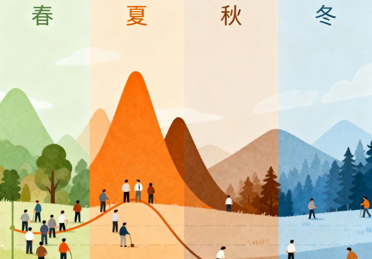 農家の繁忙期と農閑期におけるタイミーの活用法の違いを示すグラフイラスト