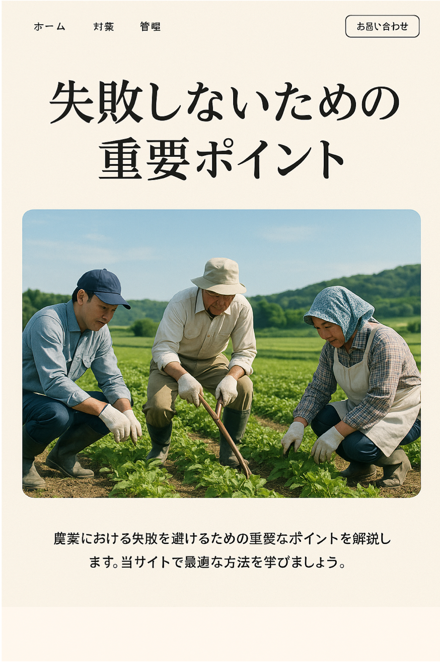 農家ホームページ制作で失敗しないための重要ポイントを表現した図解イラスト