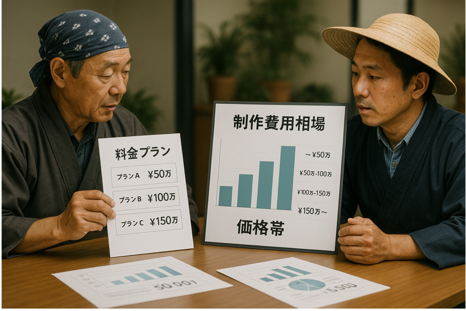 制作費用相場と料金プランを表現した図解イラスト