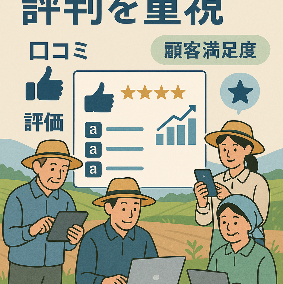 評判を重視する農家におすすめのホームページ制作会社比較ランキングを表現した図解イラスト