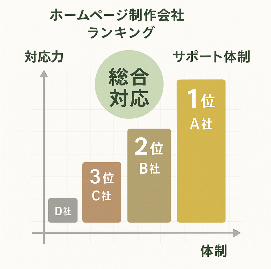 対応力を重視する農家におすすめのホームページ制作会社比較ランキングを表現した図解イラスト
