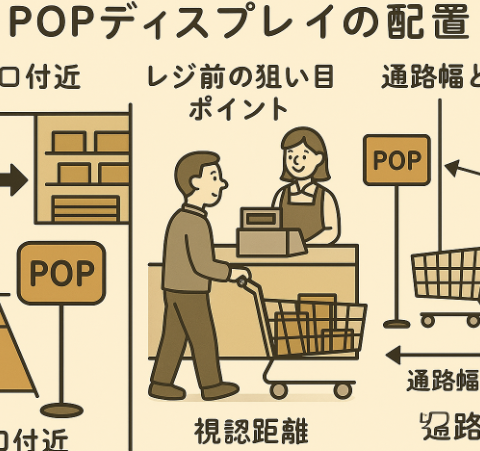 動線を意識したPOP配置戦略図解