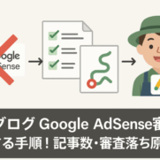 AdSense不合格から合格ロードマップを経て収益化成功へ向かう審査突破フローイメージ