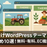 複数のテーマから比較解説を経て理想のサイトが完成するテーマ選びフローイメージ