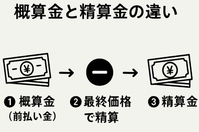 米農家における概算金と精算金(清算金)の違いに関する図解イラスト