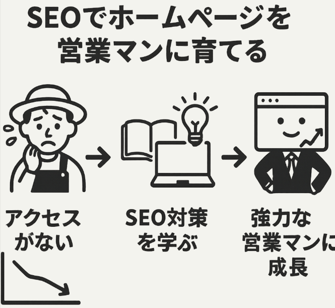 ホームページ営業マン化の図解イラスト