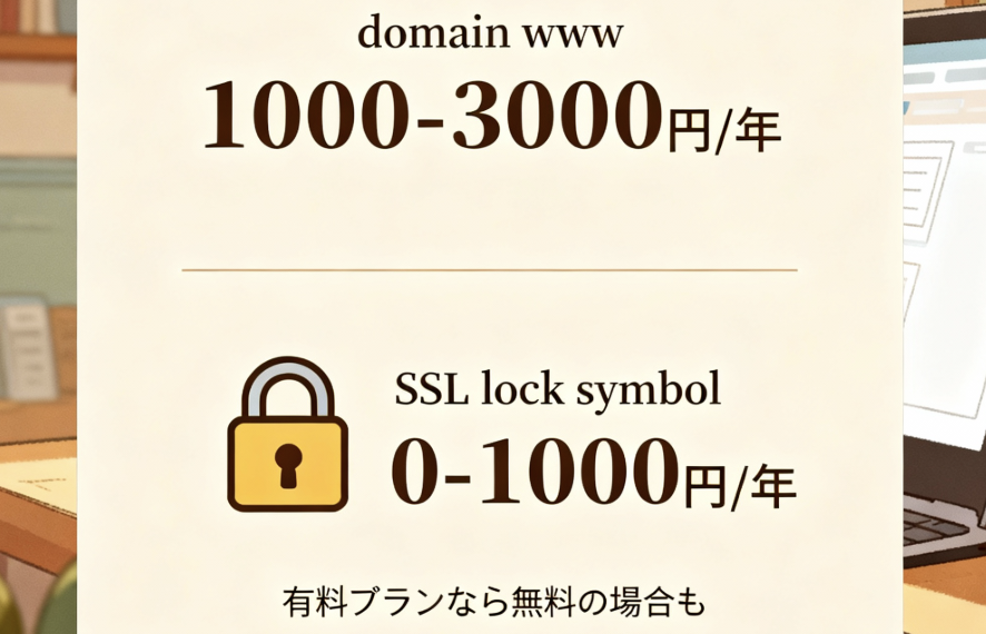 独自ドメインとSSL取得費用の年間相場を示す図解