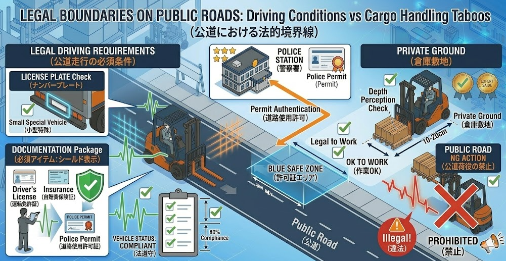 フォークリフトの運転方法「【違法に注意】フォークリフトの荷役作業を公道でする法的ルール｜道路交通法と車両制限令」を把握して成功した人