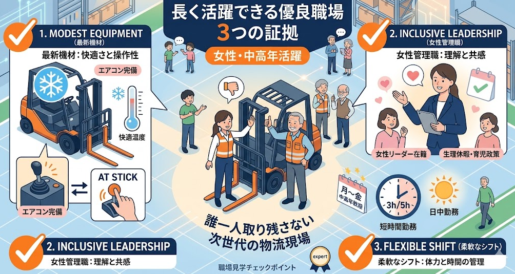 フォークリフトの運転方法「フォークリフト免許取得後に長く働ける職場の見分け方｜女性・中高年が活躍できる環境」を把握して成功した人
