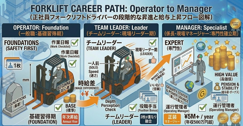 フォークリフトの運転方法「正社員ドライバーのキャリアパス｜フォークリフト運転員から主任・係長へのステップアップ」を把握して成功した人