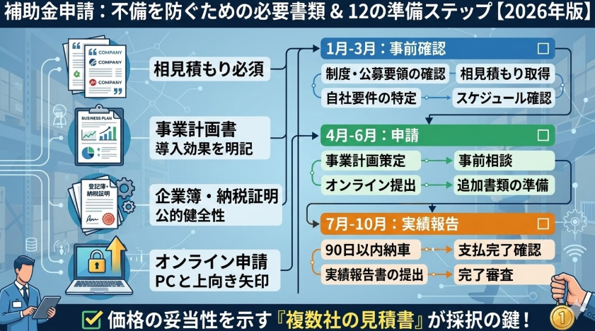 フォークリフト購入補助金_必要書類チェックリスト｜申請書・企業登記簿・見積書・事業計画ほか