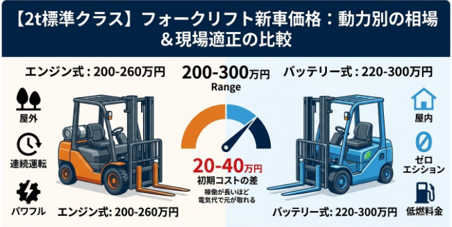 フォークリフトの価格が気になる方に役立つ情報：フォークリフト2t新車価格の目安｜最も選ばれる標準クラスのフォークリフト価格帯
