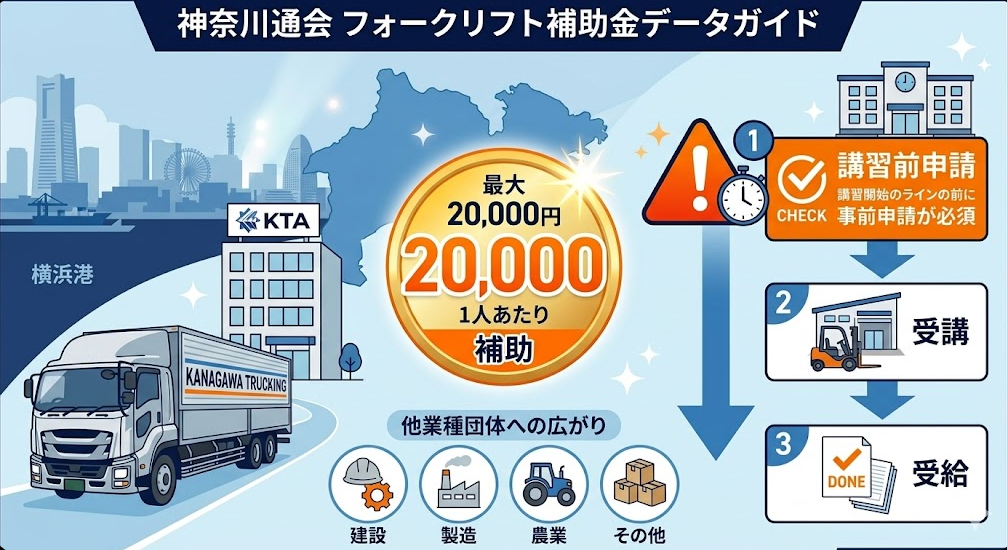 法人向けのフォークリフト助成金ガイドとして、神奈川県トラック協会 助成金の上手な活用法、対象企業と補助金額の完全データを理解して成功したフォークリフト利用企業