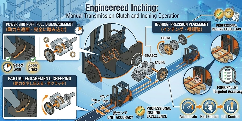 フォークリフトの運転方法「フォークリフト運転方法【クラッチの使い方】ミッション車のインチング操作」の疑問を解消して成功した人