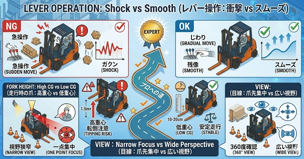 フォークリフトの運転方法「初心者がやりがちな操作ミスと修正方法」という疑問を解消して成功した人