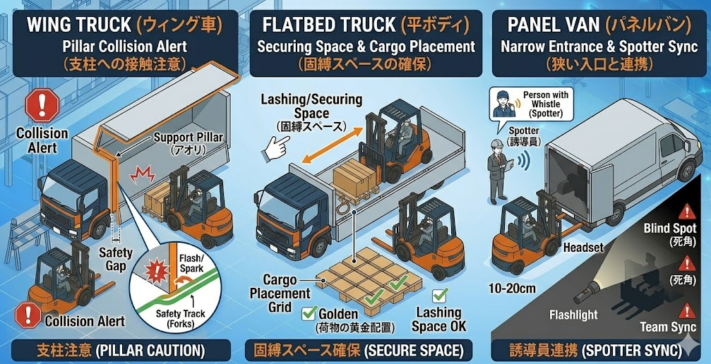 フォークリフトの運転方法「ウィング車・平ボディ・パネルバンへの積み込み別の注意点」を把握して成功した人