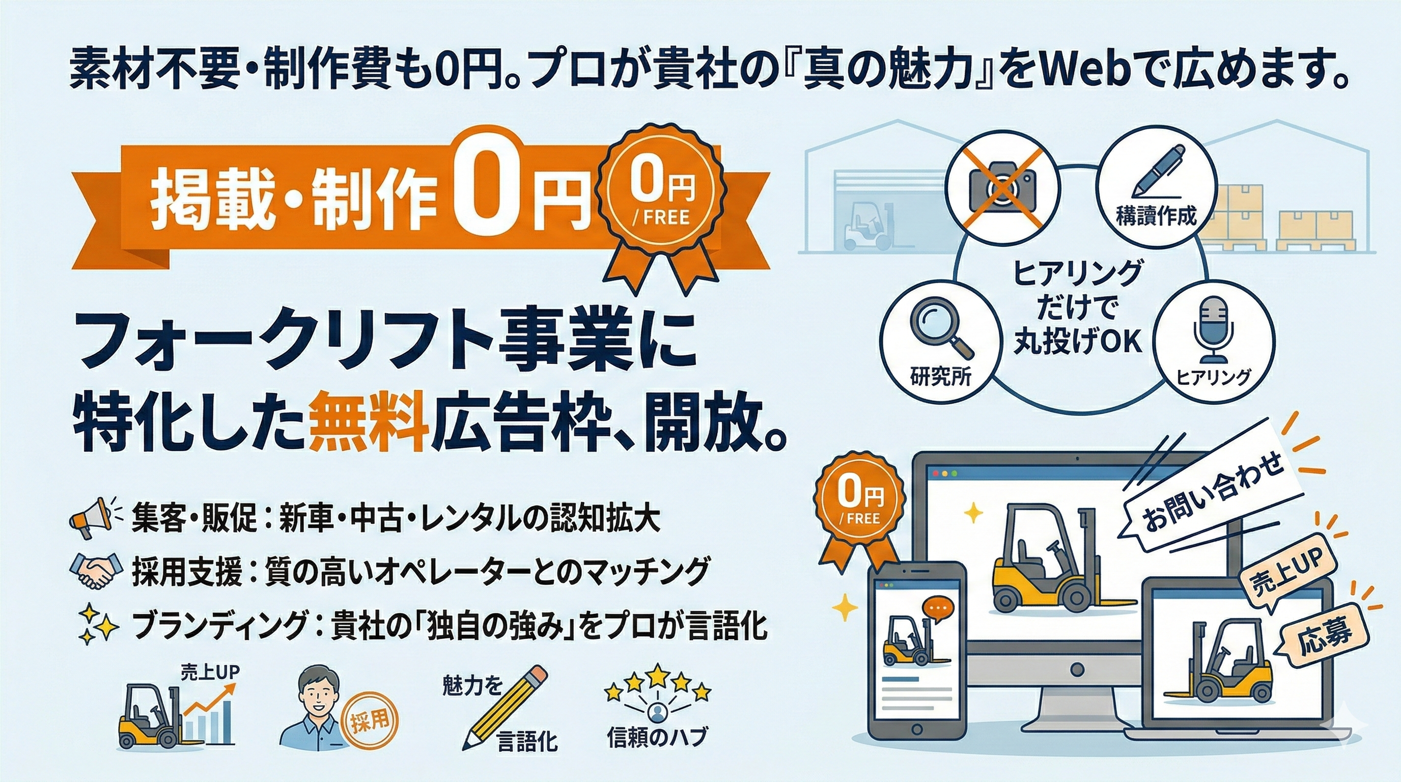0円広告フォークリフト_サービス内容・メリットの要約バナー