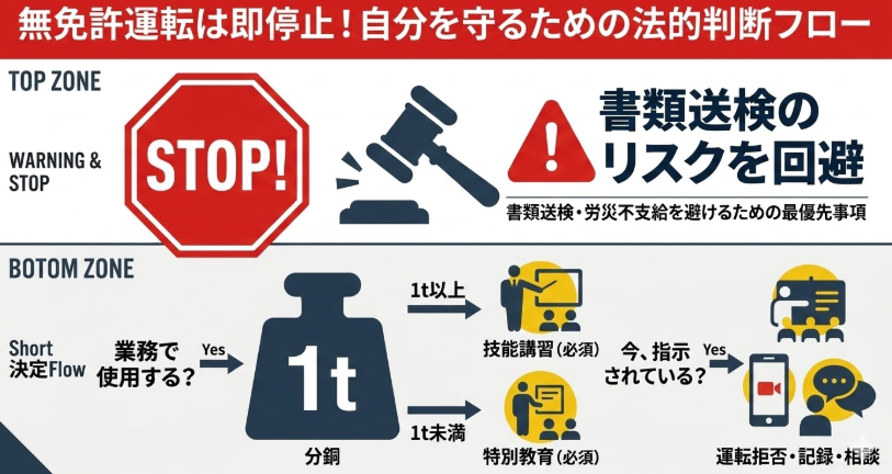 フォークリフト免許なし_まず運転を止めるが最優先｜事故と書類送検を遠ざける