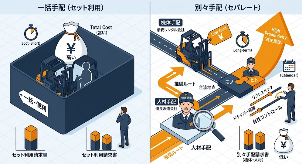 フォークリフトレンタル料金表における、ドライバー派遣サービスの別利用と運転手付きのフォークリフトレンタルサービスの利用、どっちがおすすめかを理解して成功したフォークリフト利用企業