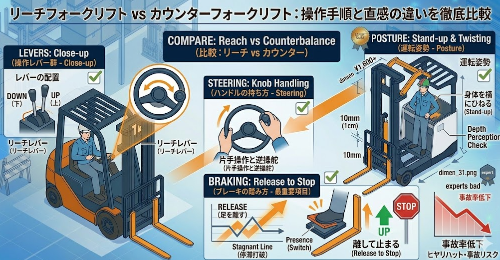 リーチフォークリフトの運転方法に関する「操作手順の比較！リーチフォークリフト・カウンター式の運転方法はどう違う？」を把握して成功した人