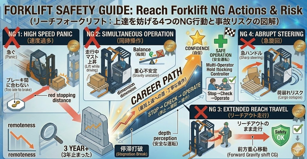 リーチフォークリフトの運転方法に関する「上達を妨げるNG行動とは？焦りや無理な操作が引き起こすリスク」を把握して成功した人