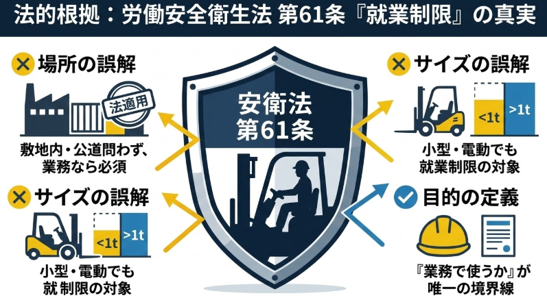 フォークリフト免許なし_フォークリフト免許なしがNGになる理由｜労安法61条の就業制限を理解