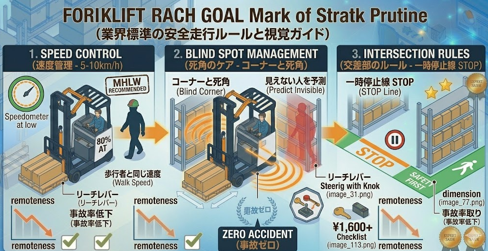 リーチフォークリフトの運転方法に関する「走行の基本（速度管理・死角・交差部のルール）」を把握して成功した人