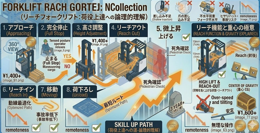 リーチフォークリフトの運転方法に関する「失敗しないリーチフォークリフトの荷役作業手順｜差し込み〜積載〜取りおろし（注意点）」を把握して成功した人