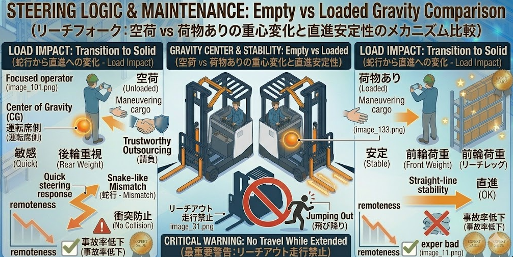 リーチフォークリフトの運転方法に関する「比較：空荷 vs 荷物ありで「まっすぐ感覚」が変わる理由」を把握して成功した人