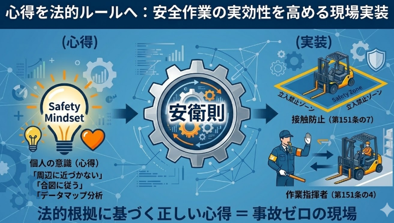 フォークリフト安全衛生規則_フォークリフト安全作業の心得と安全衛生規則｜日常の運転ルールに法的基準を組み込むポイント