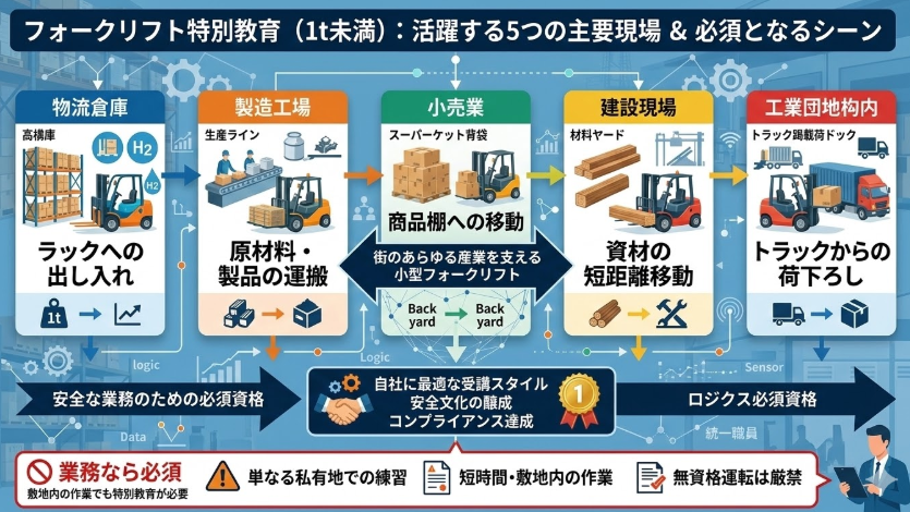 フォークリフト特別教育とは_フォークリフト特別教育が必要になる現場・作業シーンの具体例