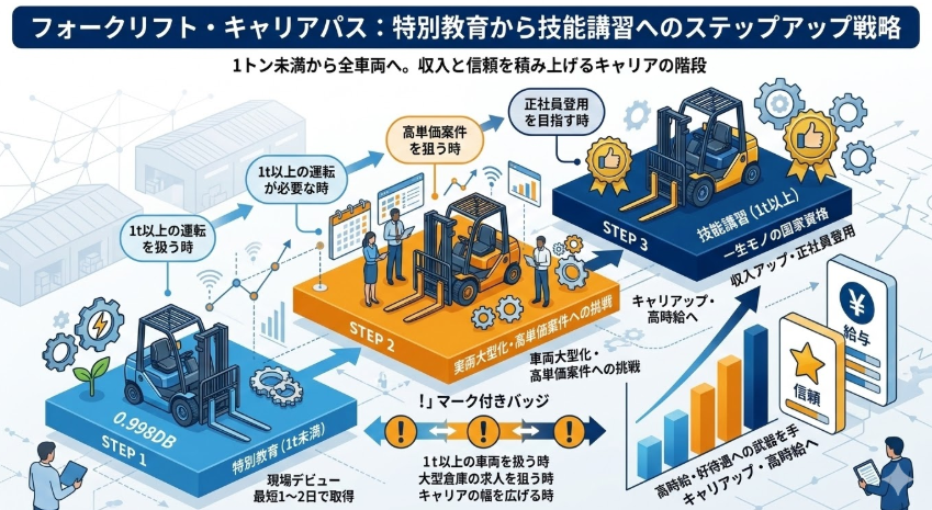 フォークリフト特別教育とは_フォークリフト特別教育から技能講習へステップアップするタイミングとキャリアパス
