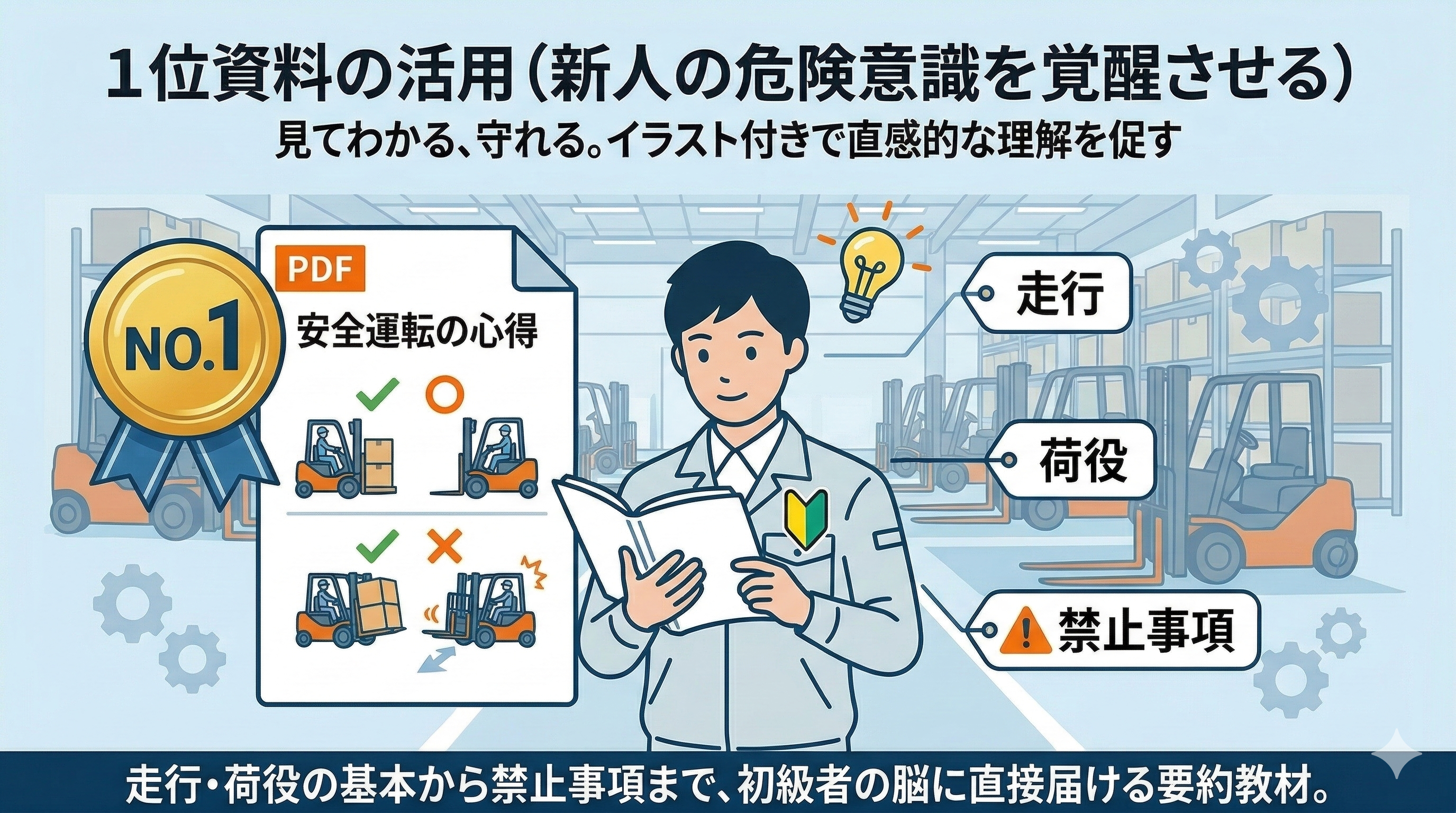 厚労省など フォークリフト安全教育資料_労働基準監督署「フォークリフト安全講習会（安全運転の心得）」の資料のポイント