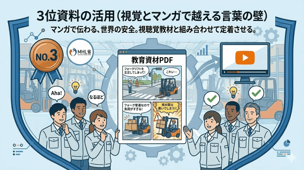 厚労省など フォークリフト安全教育資料_厚生労働省「まんがでわかる フォークリフトの安全衛生」のポイント